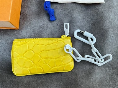 Nuevo Auténtico Louis Vuitton Cuero Cocodrilo Moneda Tarjeta Cadena Bolsa Virgil Abloh Foto 1 de 4