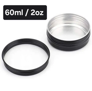 60ml Metall Vorratsdose Glas klein rund Handwerk Stash Pot Lippenbalsam Kosmetik schwarz - Bild 1 von 6