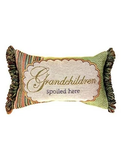 Manual Woodworkers and Weavers Grandchildren Spoiled Here Tapestry Pillow New - Picture 1 of 2