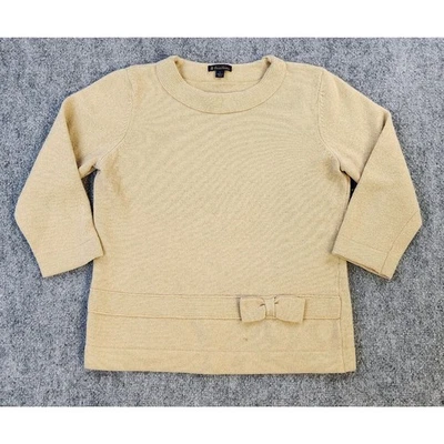 Brooks Brothers Sweater Womens Large Beige Tan Lambs Wool Soft Cozy Cottage Bow - Изображение 1 из 4