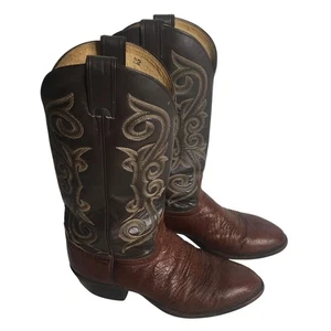 Botas Nocona Botas de Vaquero para Hombres Talla 9 Cuero Marrón Bordado Western NM1014 - Imagen 1 de 15