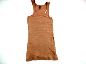 Old Navy Women's Perfect Fit Tank Top Brown Metallic Striped Scoop Neck Medium - Picture 1 of 11
