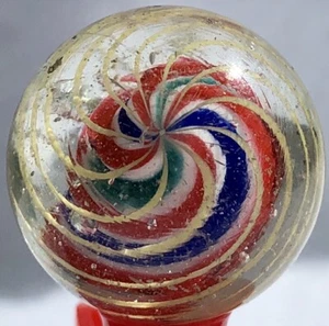 Caged Multi-Colour Candy Striped Core Marble 20mm (25/32”) - Picture 1 of 7