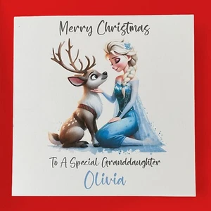 Personalisierte Weihnachtskarte Frozen Elsa Enkelin Nichte Tochter Mädchen Anna - Bild 1 von 6
