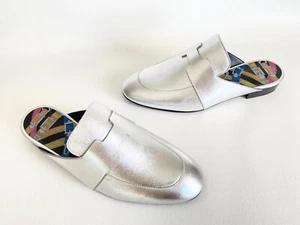 HERMES H CETAA SILBER LEDER PAULTIERE FLIP FLOPS SCHUHE FLACHE RUTSCHEN 39 - Bild 1 von 12