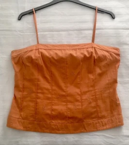 Vintage Monsoon 100% Cotton Embroidered Camisole Top Size 18 Orange - Picture 1 of 5