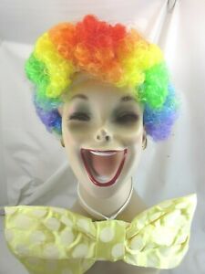 Rainbow Clown Wig Large Bow Tie Costume 52492