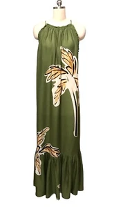 Anthropologie Malika Print Maxi Dress Peplum Green Tropical Women’s Plus Sz 1X - Picture 1 of 13