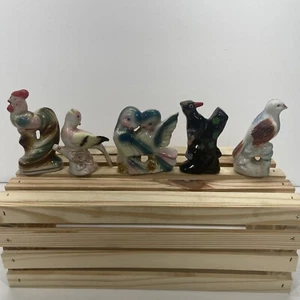 Vintage 5 Porcelain Bird Figurine Collection Made In Japan Woodpecker Love Birds - Picture 1 of 12