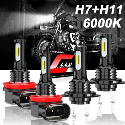Combo 4X LED Faros Bombillas 6000K para Kawasaki Vulcan 2000 VN2000 2004-2010 Foto 1 de 4