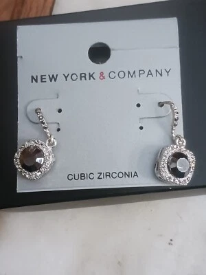 New York & Company Cubic Zirconia Dangle Earrings Surgical Steel Posts - Image 1 of 4