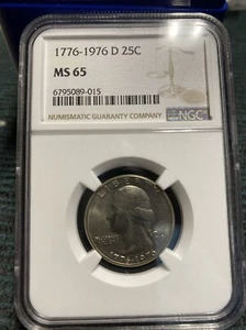 1976 D Washington Bicentennial Quarter MS65 NGC Clad 25c Unc - Picture 1 of 6