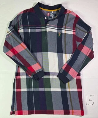 Chaps Ralph Lauren Polo Shirt Men's Large Color Block Plaid 100% Cotton (Long) - Image 1 of 4