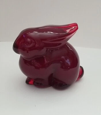 1990 HCA HEISEY DALZELL VIKING Glass Ruby Red Mother Rabbit Easter Figure RARE - Image 1 of 4
