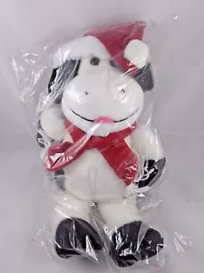 Animal Fair Vaca Navidad Peluche Ball Bros 15 Pulgadas Negro Blanco Papá Noel Sombrero Bufanda - Imagen 1 de 8