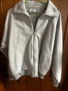 Pyramid Fleece W Gray Designs Zip Up Jacket Sz Large W/Pockets See Pics - Picture 1 of 7