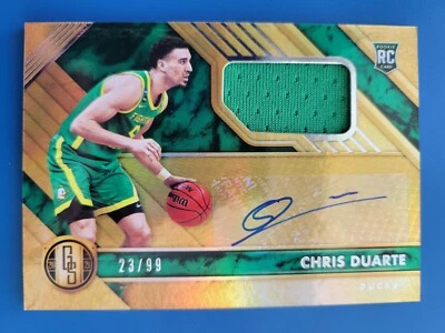 Chris Duarte 2021 CHRONICLES DRAFT GOLD STANDARD RC JSY AUTO #D /99 OREGON DUCKS - Image 1 of 2