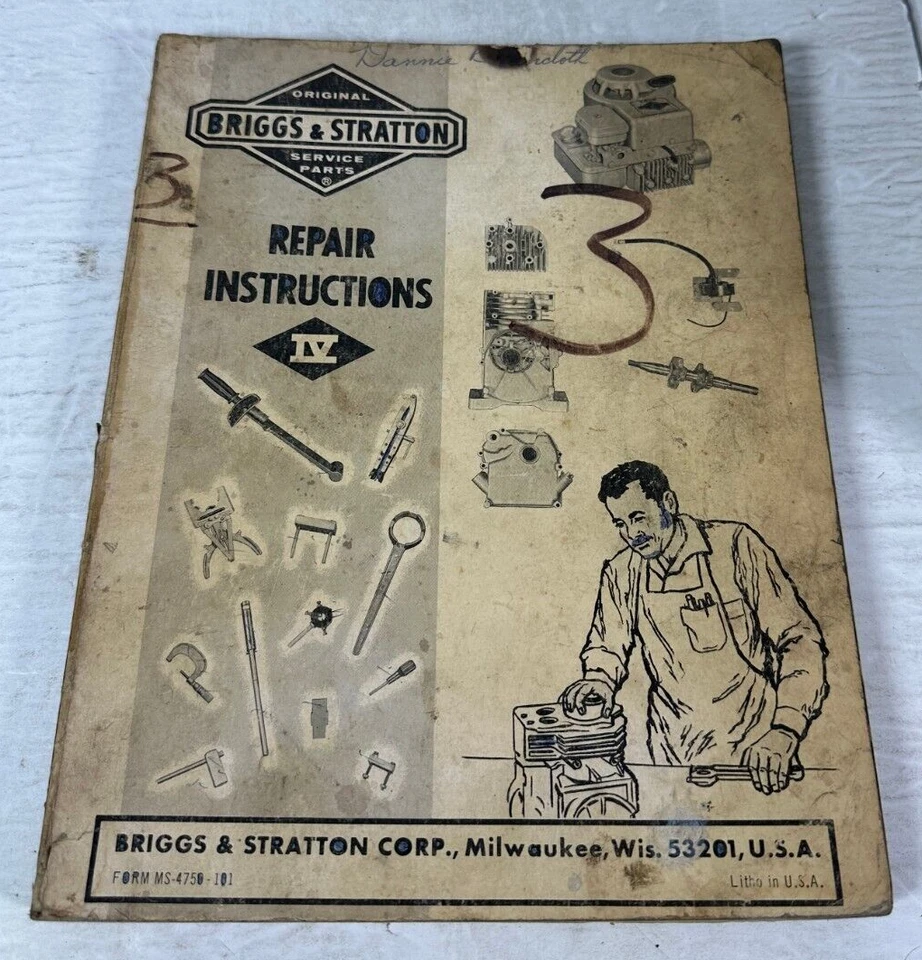 Briggs & Stratton Repair Instructions IV Manual MS-4750-101 Engine Guide 1973 - Image 1 of 1