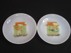 Vintage Cambell's Kids Milk Glass Shallow 6" Bowls/ Lipped Plates W/ Hangers - Picture 1 of 7