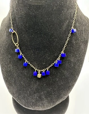 Collar Polder Paris Bronce Oxidado con Cuentas Cuadradas Azul Lucita Foto 1 de 3