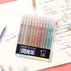 12x Glitter Gel Pens Stationery Glitter Markers Art Artist Fine Point for Adults - Picture 1 of 6
