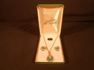 JEWELINE ORIGINALS AURORA BOREALIS COLOR CHANGING NECKLACE & EARRINGS SET JAPAN - Picture 1 of 6