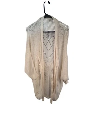 Crochet Open-Front Cardigan By Ripcurl Cream Lightweight Womens Top Large - Image 1 of 4