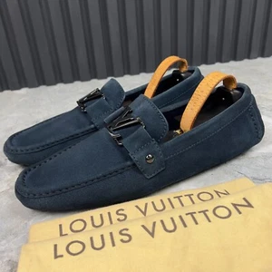 Louis Vuitton Monte Carlo Driving Moccasins Blue Suede 9.5 LV 10.5 US 43.5 EUR* - Picture 1 of 12