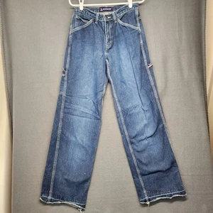 Jordache Jeans Women 7/8 Blue Baggy Carpenter Cargo Skater 28x32 Vintage 90s Y2K - Picture 1 of 18