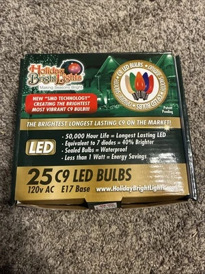 25 Pack C9 LED Outdoor Christmas Replacement Bulbs C9 Base - Multi Color Opaque - Image 1 of 3