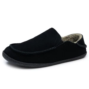 Alpine Swiss Gary Mens Genuine Suede Moccasin Slippers Sherpa Slip On Shoes - Picture 1 of 6