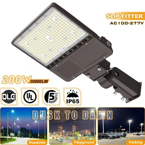 200W LED Parking Lot Light With Photocell Commercial Outdoor Shoebox Street Lamp - Picture 1 of 12