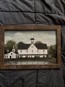 Pennsylvania Star Barn Image With Wooden Frame - Picture 1 of 14