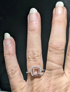 Natural Morganite White Topaz Gemstone Sz 8 Proposal Ring Rose Gold Plated - Bild 1 von 7