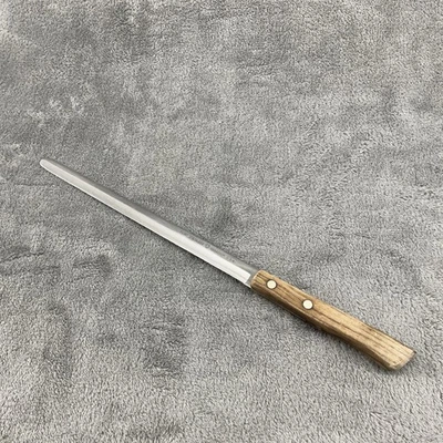 Cuchillo para tallar rebanadas de pedernal Ekco vintage mango recto de madera inoxidable de 9,5 pulgadas Foto 1 de 4
