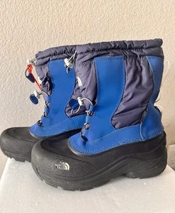 The North Face 612395 Bungee Waterproof Mid Top Snow Boots Black Blue Boys Sz 5 - Picture 1 of 5