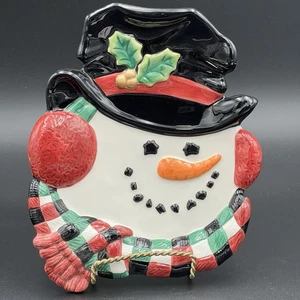 Fitz & Floyd Essentials Zylinder Schneemann Keramik Canape Teller 9,5"×8" - Bild 1 von 10