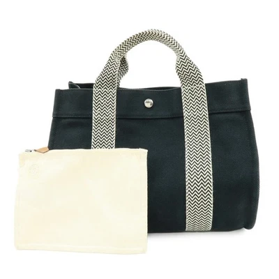 Bolso de Mano de Lona HERMES Cannes PM Negro Auténtico Usado Envío Gratis Foto 1 de 4