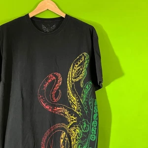 XL Graphic Big Print Octopus surf Tentacles Red Yellow Green Black Shirt - Picture 1 of 6