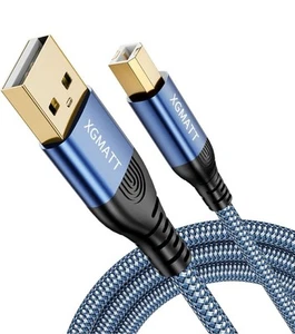 Brand New High-Quality USB Printer Cable - Braided Design, 1.5m, Grey - Picture 1 of 5