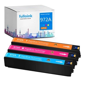 3Pk Cartouches d'encre de remplacement pour HP 972A CMY pour PageWide Pro MFP 452dw 552dw - Photo 1/10