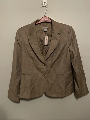 Ann Taylor $228 Blazer Jacket Womens Size 16 Petites Beige Striped Knit (B325) - Image 1 of 4