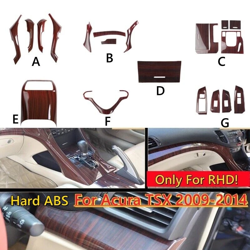 RHD Glossy Wood Grain Interior Door Armrest Cover Trim For Acura TSX 2009-2014 - Image 1 of 3
