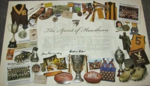 HAWTHORN HAWKS PREMIERS PRINT HAND SIGNED JOHN KENNEDY SNR GRAHAM ARTHUR Framed - Picture 1 of 3