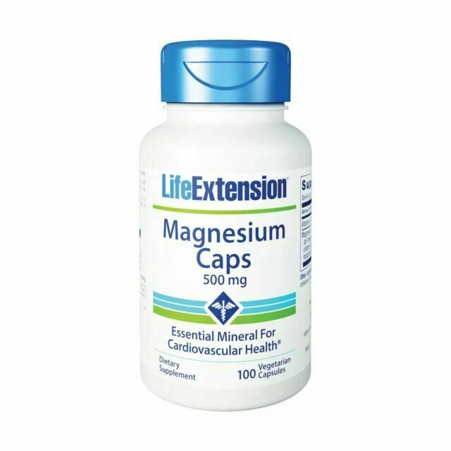 Life Extension 500mg 100 Vegetarian Magnesium Capsules for Cardiovascular Health