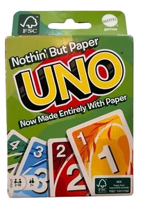 Mattel UNO Card Game 112 Cards Family Game NIB SEALED ALL PAPER FSC Green Rating - Picture 1 of 7