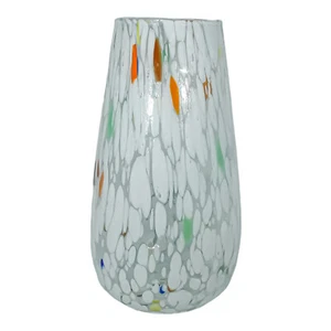 Large Murano Glass Vase White Multi Millefiori 22cm - Picture 1 of 5