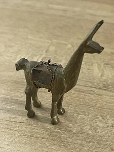 Vintage Llama Alpaca Brass Figure w/Saddle Pack Approx 3” - Picture 1 of 8