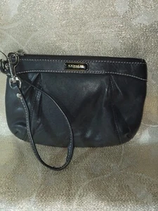 COACH Black Leather Est. 1941 Wristlet -EUC - Picture 1 of 3