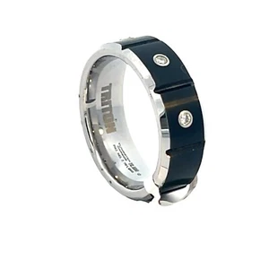 Alianza de boda de tungsteno tritón negro 8 mm diamante natural .10tcw para hombre talla 10 NUEVO - Imagen 1 de 7